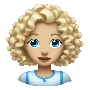 beautiful girl with curly blonde hair and blue eyes sticker