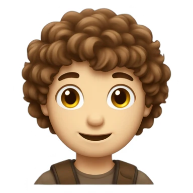 fluffy brown hair boy thumbs up sticker