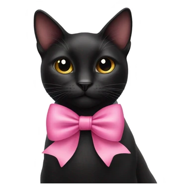 Black cat with pink bow around neck sticker
