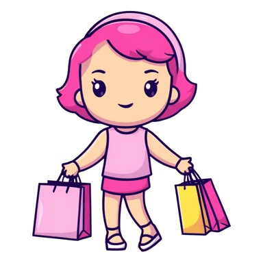 Fashionable girly girl with sparkles, pink accessories, and shopping bags sticker