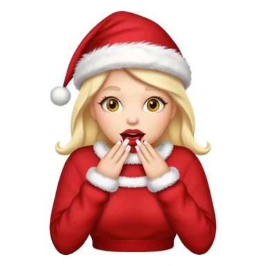 Sassy, cunty, girly Santa emoji with big lips, fake nails, and a sweater, and a santa hat (similar emoji style to uploaded). Yellow emoji. sticker