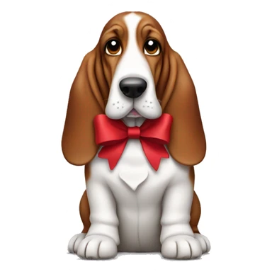 Basset hound in a red bow sticker