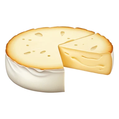 cinematic-realistic-brie-cheese-emoji,-featuring-a-creamy,-soft-ripened-cheese-with-a-delicate-rind-rendered-with-lifelike-detail-and-inviting,-natural-lighting. sticker