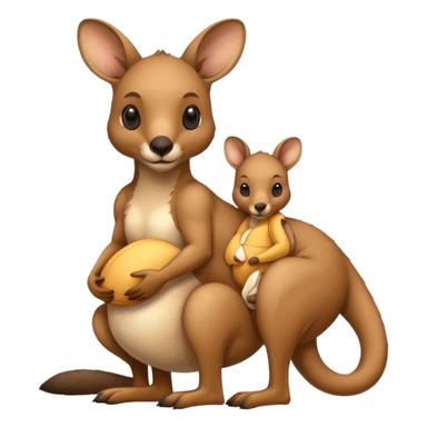 A kangaroo which has its baby kangaroo in its pouch sticker