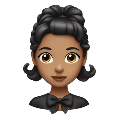 Girl with black hair and lashes in hair eyes with baby pink bow in her hair  sticker