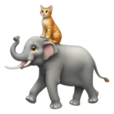 Cat riding on elephant sticker