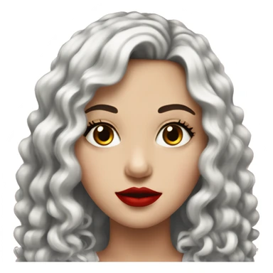 White Girl, red lipstick with red horns with long curly black hair sticker