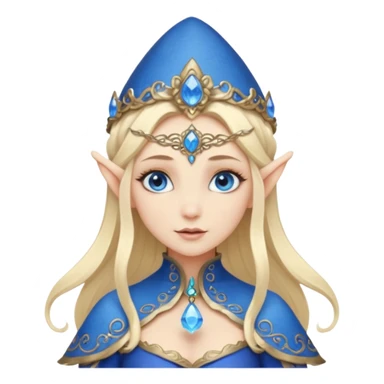 Hyper realistic blue mushroom top elf mage fairy queen pale skin blonde hair and blue-eyes sticker
