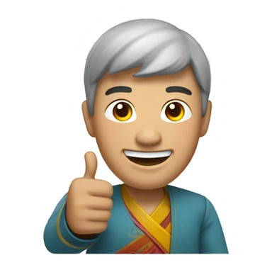 Smiling Mongolian man showing thumbs up  sticker
