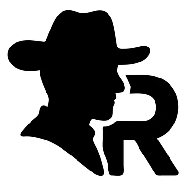 Cowboy with green hat and letter R sticker