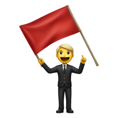 The photographer holds a red flag in his hands sticker