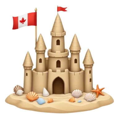 Decorated sand castle – seashells and a tiny flag on top sticker