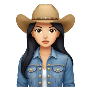hot tanned woman with long black hair cowgirl style sticker