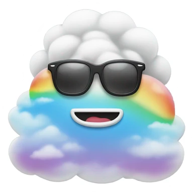 Cloud rainbow colored wearing sunglasses smikey face  sticker