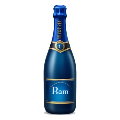 Realistic dark  blue champagne bottle with glass of blue champagne.  sticker