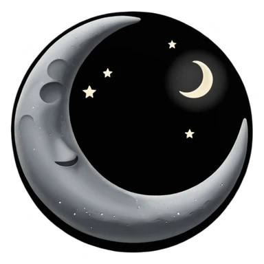 
iOS style emoji, minimal crescent, dark fantasy moon, flat sticker