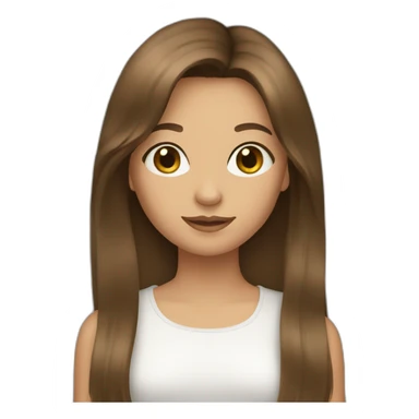 Girl with long brown hair and curtain bangs  sticker