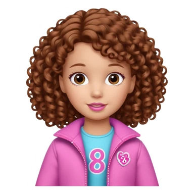 2 year old cute girl with Barbie clothes on and short curly brown hair sticker