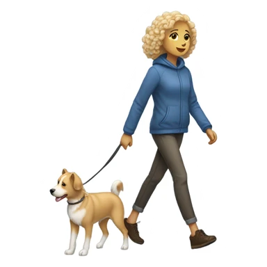 thin short woman with curly blond hair walking siberian dog sticker
