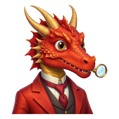 Un dragón rojo vestido elegante con monóculo  sticker