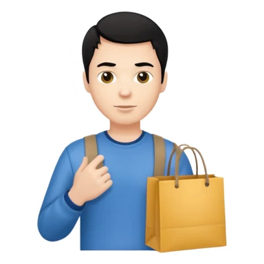 a white man black hair with clothing shopping bag sticker