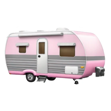 Realistic portable pink and gray travel trailer isolated.    sticker
