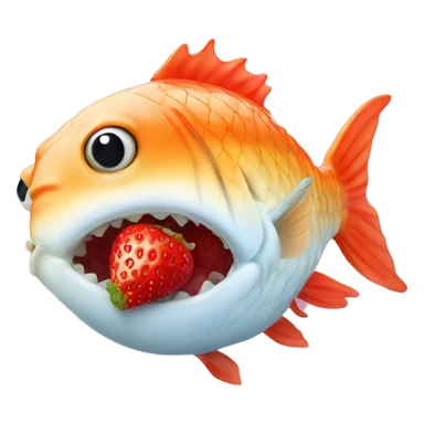 Puffed up fish with strawberry in the mouth  sticker