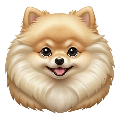 Cinematic Comical Cream Pomeranian Portrait Emoji, Head tilted dramatically with an exaggeratedly shocked or amused expression, featuring a glossy, fluffy cream Fur with a radiant sheen, wide, expressive dark eyes filled with playful disbelief, Simplified yet hilariously expressive features, highly detailed, glowing with a slightly sassy glow, high shine, dramatic yet playful, stylized with an air of cheeky mischief, bright and endearing, soft glowing outline, capturing the essence of a spirited and over-the-top companion, so meme-worthy it feels like it could side-eye its way into internet fame instantly! sticker