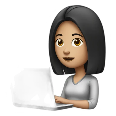 Dark haired girl with computer sticker