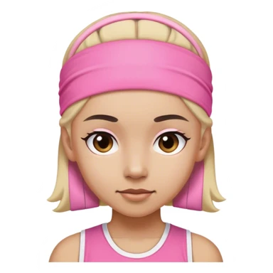 The face of a gymnast in a sports pink headband sticker