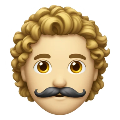 Homme cheuveux boucle+ moustache fine  sticker