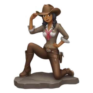 Anime cowgirl position statue sticker