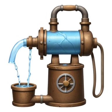 Ghibli style water pump with water pouring out of it sticker