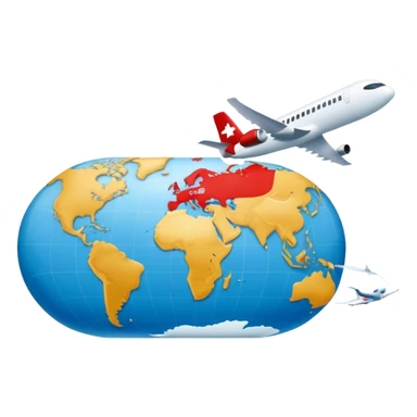 Carte du monde avec une ligne en pointillés rouge entre Fort-de France en Martinique et Paris en France avec un avion au milieu du trajet  sticker