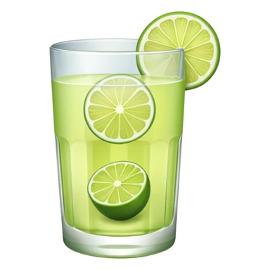 a glass of lime juice with a lime slice, simple, clear sticker