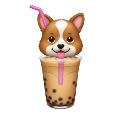 dog drinks bubble tea sticker