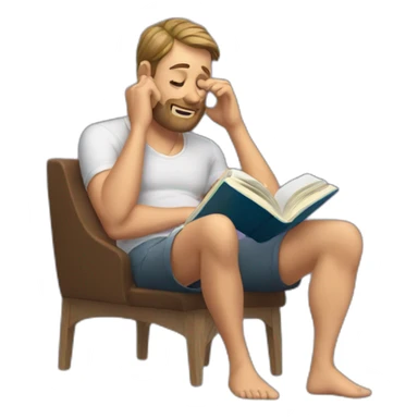 man scratching his head while reading a book sticker