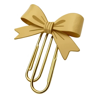 one gold paper clip with a beige bow in the middle sticker