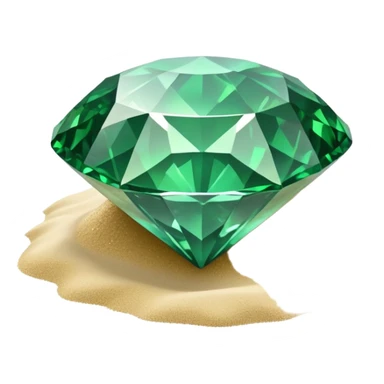 generate realistic detailed green diamond in 3d style with sand  sticker