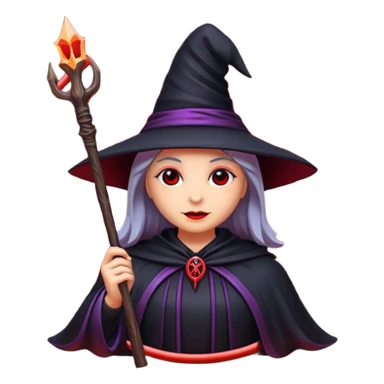 iOS emoji, dark fantasy magic seal, witch symbol, web pattern, red glow, minimal clean style sticker