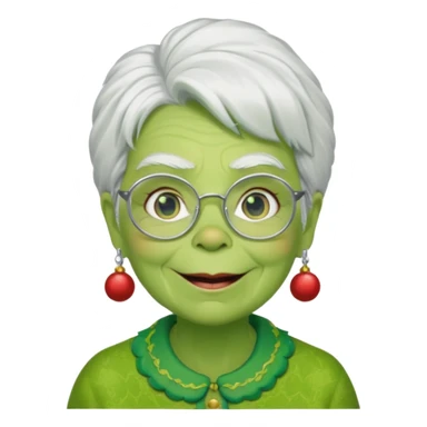 Grinch grand mother with white hair and with glasses sticker