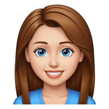 Miley Cyrus with blue eyes, brown long hair sticker