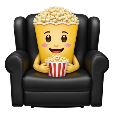An emoji eating popcorn sitting on a recliner  sticker