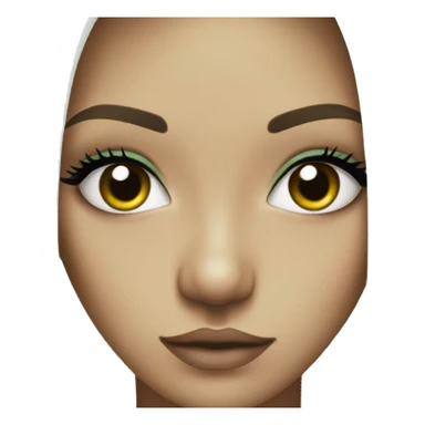 sage green lashes and eyebrows half a face sticker