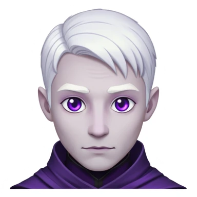male drow with short white hair and purple eyes sticker