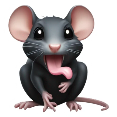 a black rat sticking out its tongue sticker