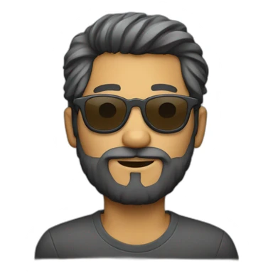Chico con gafas, pelo y barba gris oscuro  sticker