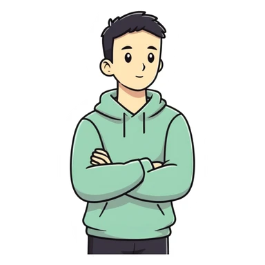 man crossing arms around neck sticker