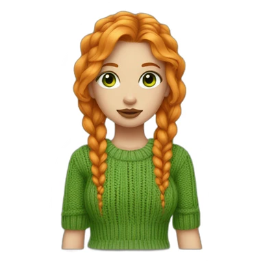 orange hair with dark brown roots girl with green eyes and a septum piercing and green knitted shirt sticker