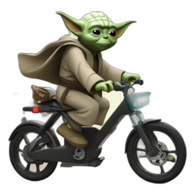 Yoda riding through city on ebike sticker